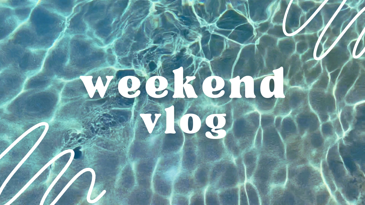 pool water sunlight reflection with "weekend vlog" text overlayed